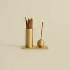 Cylinder & Sphere Brass Incense Holder