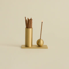 Cylinder & Sphere Brass Incense Holder