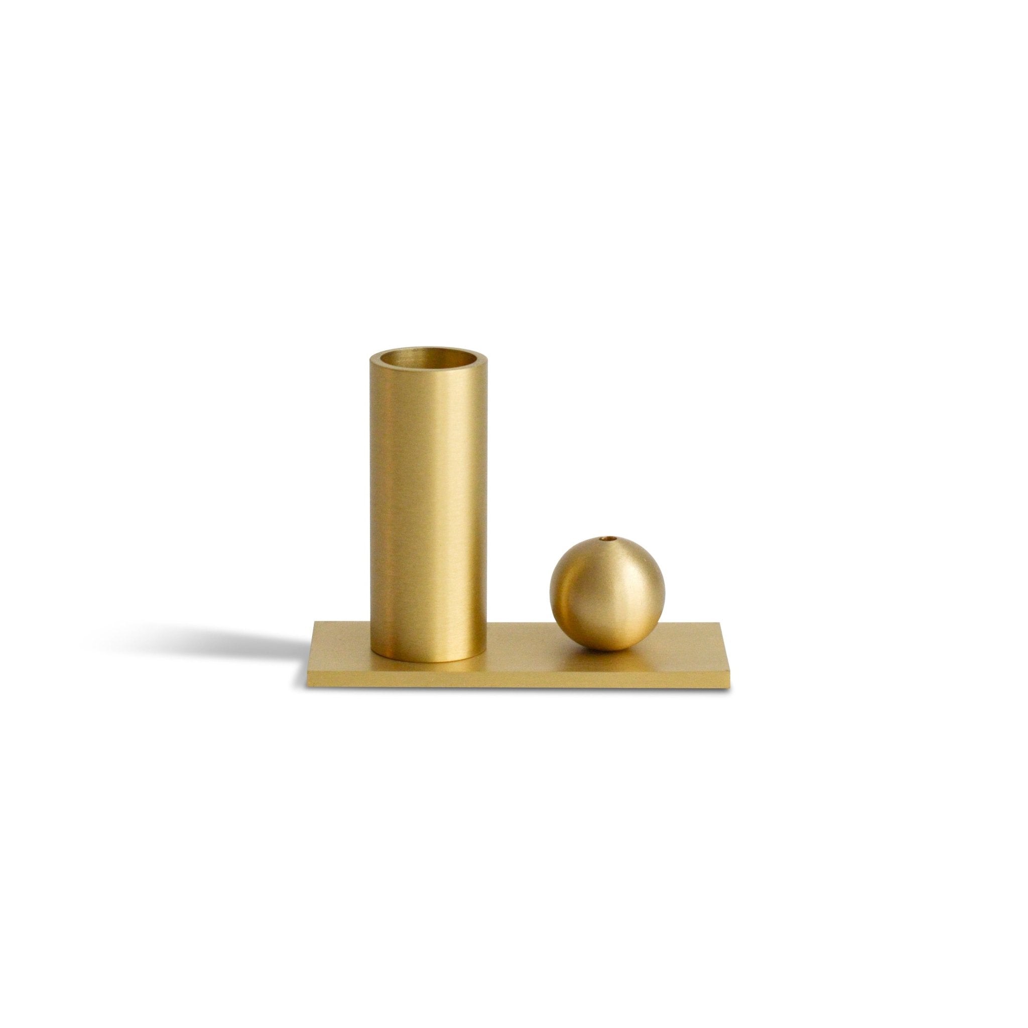 Cylinder & Sphere Brass Incense Holder Main image
