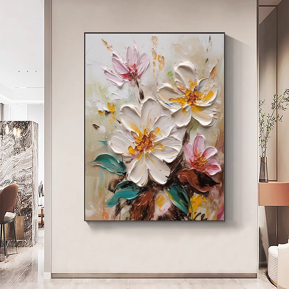 Hand Painted Abstract Blooming Flower Oil Painting 150X220cm 01