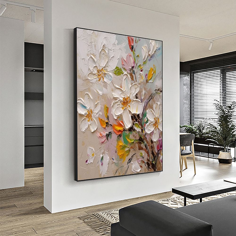 Hand Painted Abstract Blooming Flower Oil Painting