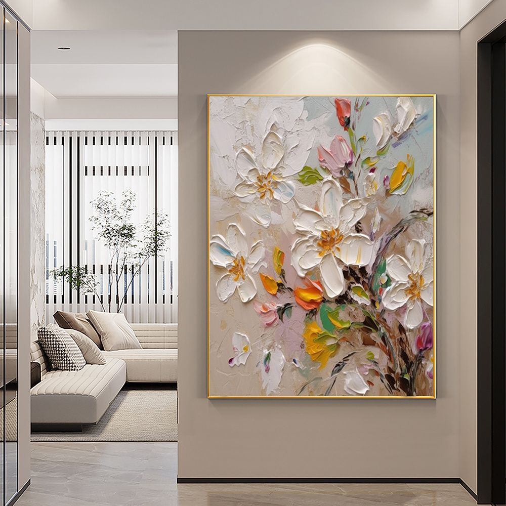 Hand Painted Abstract Blooming Flower Oil Painting