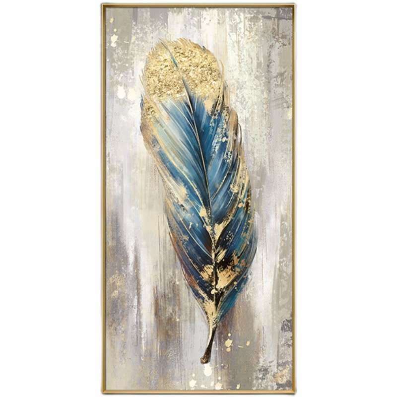 Large Feather White Gold Abstract Oil Painting Hand Painted Paintings Wall Art Home Decor Picture Modern Oil Painting On Canvas 50x100cm