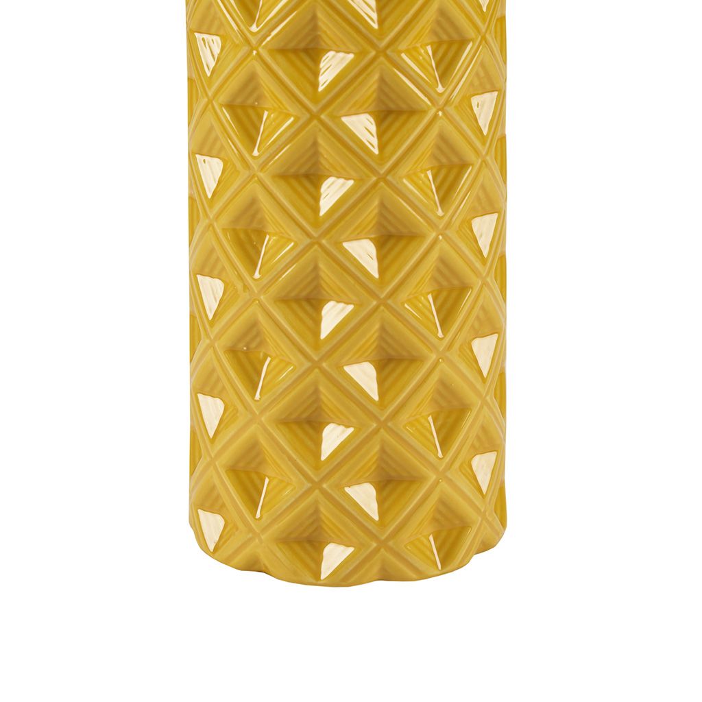 Yellow Geometric Cylinder Ceramic Table Lamp