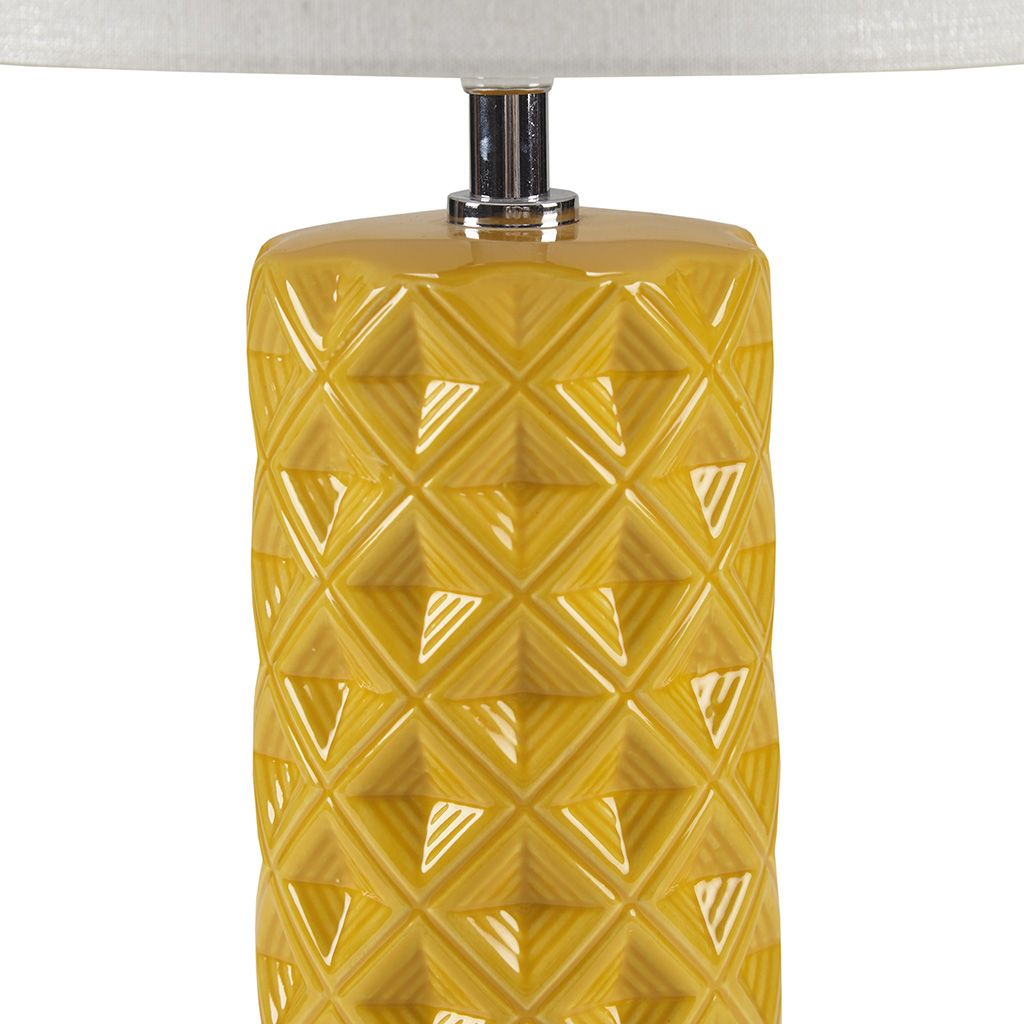 Yellow Geometric Cylinder Ceramic Table Lamp
