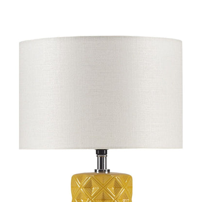 Yellow Geometric Cylinder Ceramic Table Lamp