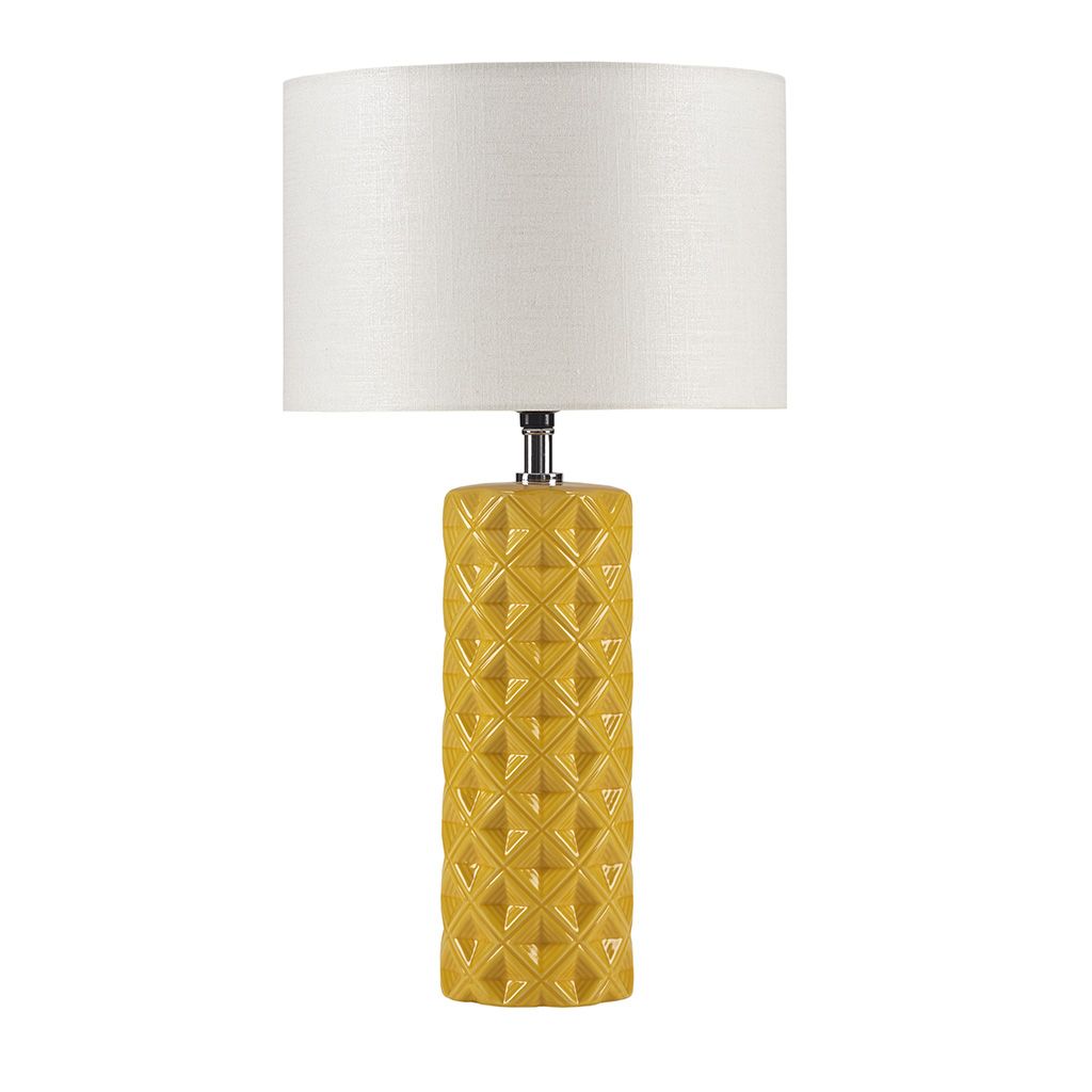 Yellow Geometric Cylinder Ceramic Table Lamp