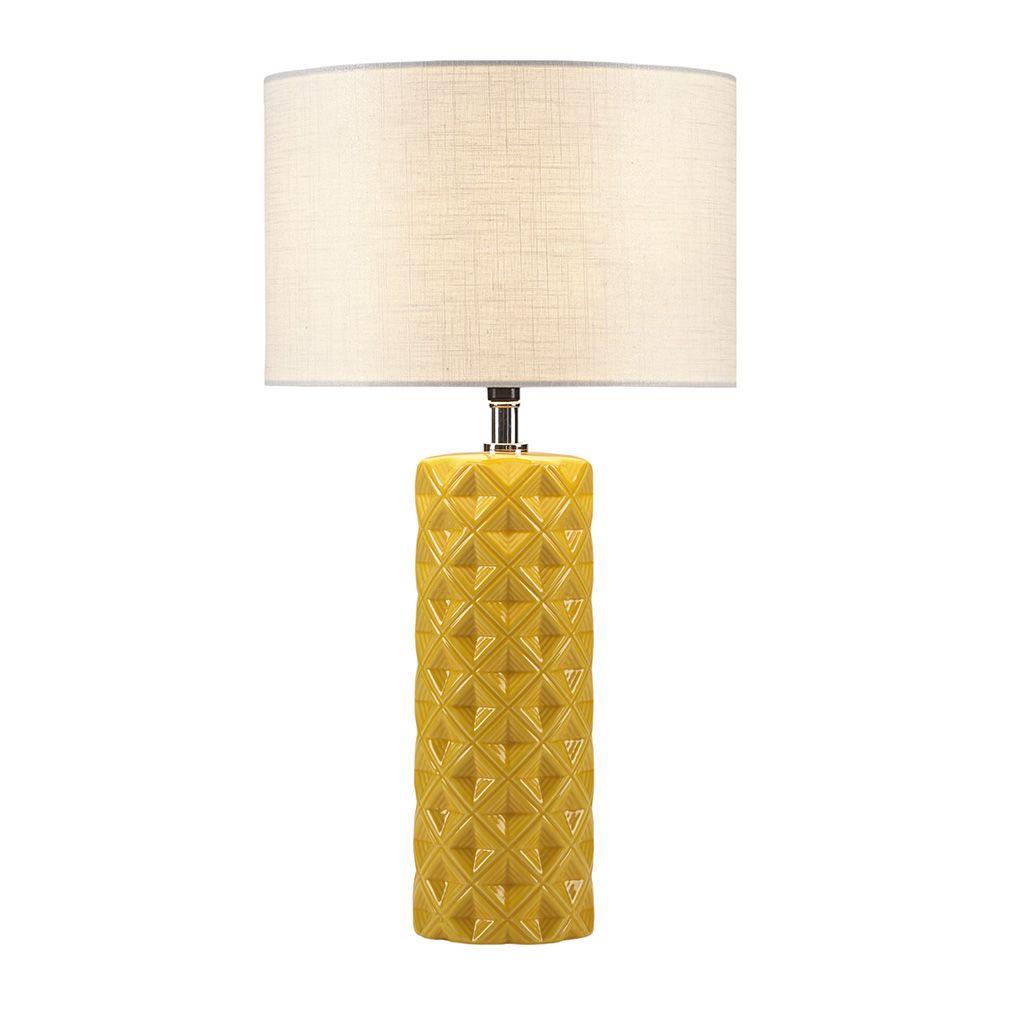 Yellow Geometric Cylinder Ceramic Table Lamp