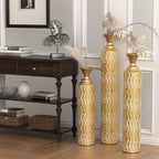 High distress metal center vases set of 3 vases in Gold as Pic US