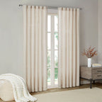 Beals Faux Linen Rod Pocket and Back Tab Fleece Lined Curtain Panel