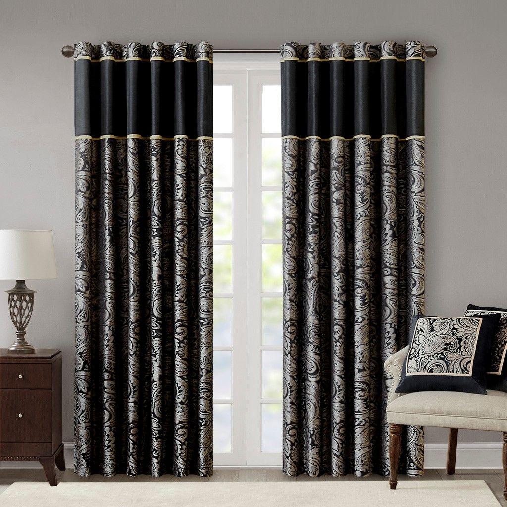 Aubrey Jacquard Curtain Panel Pair 50x84"