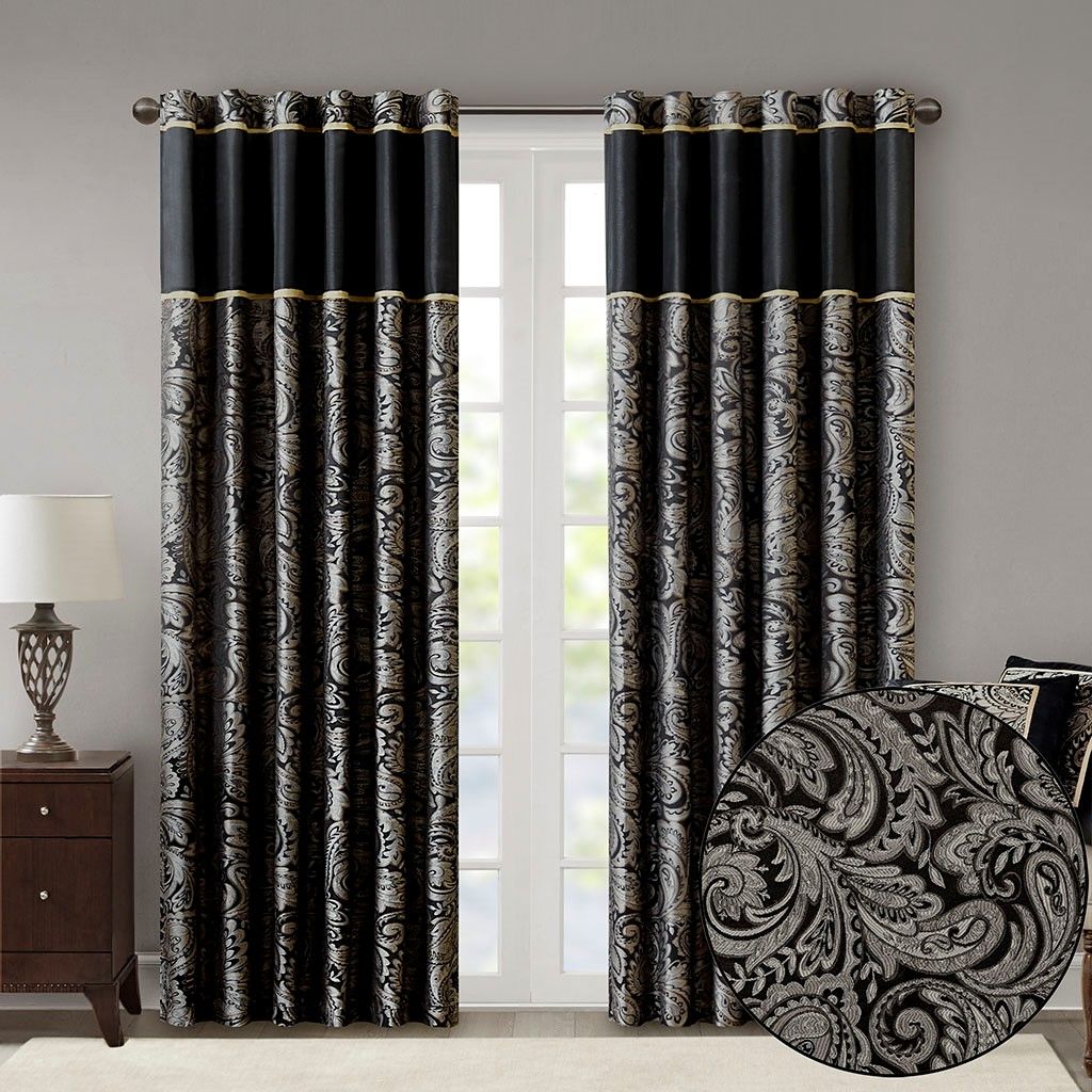 Aubrey Jacquard Curtain Panel Pair 50x84"