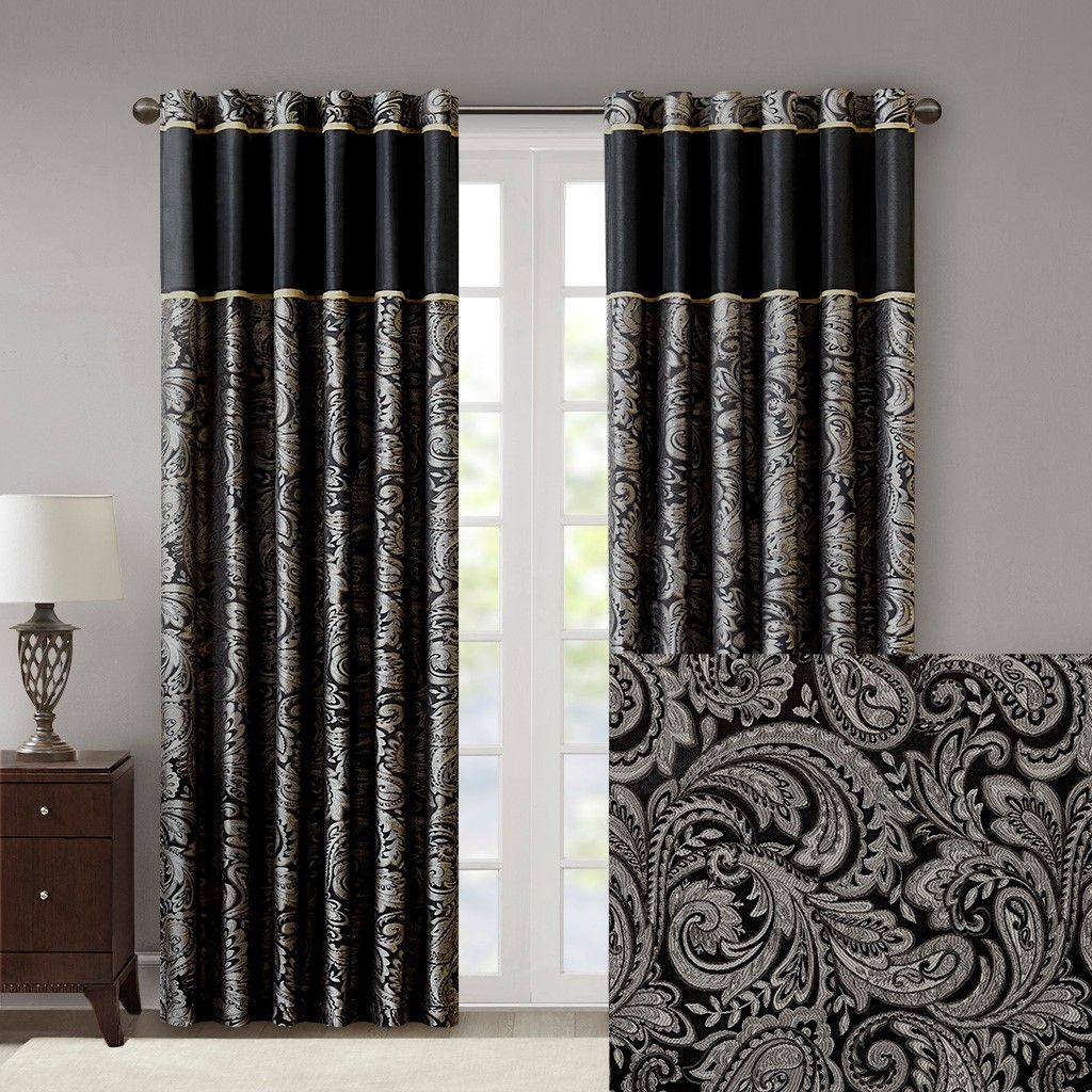 Aubrey Jacquard Curtain Panel Pair 50x84"