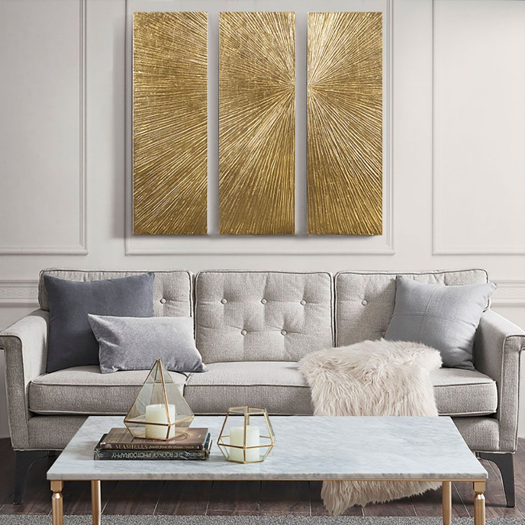 Sunburst Hand Painted Triptych 3-piece Dimensional Resin Wall Art Set Main image