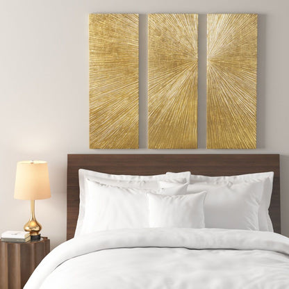 Sunburst Hand Painted Triptych 3-piece Dimensional Resin Wall Art Set