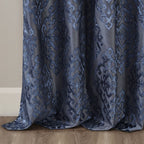 Knitted Jacquard Damask Total Blackout Grommet Top Curtain Panel(Only 1 Pc Panel)