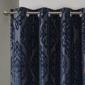 Knitted Jacquard Damask Total Blackout Grommet Top Curtain Panel(Only 1 Pc Panel)