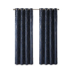 Knitted Jacquard Damask Total Blackout Grommet Top Curtain Panel(Only 1 Pc Panel)