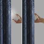 Knitted Jacquard Damask Total Blackout Grommet Top Curtain Panel(Only 1 Pc Panel)
