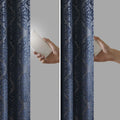Knitted Jacquard Damask Total Blackout Grommet Top Curtain Panel(Only 1 Pc Panel)