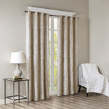 Mirage Knitted Jacquard Damask Total Blackout Grommet Top Curtain Panel - 50x95"