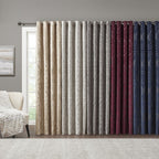 Mirage Knitted Jacquard Damask Total Blackout Grommet Top Curtain Panels - Set of 2