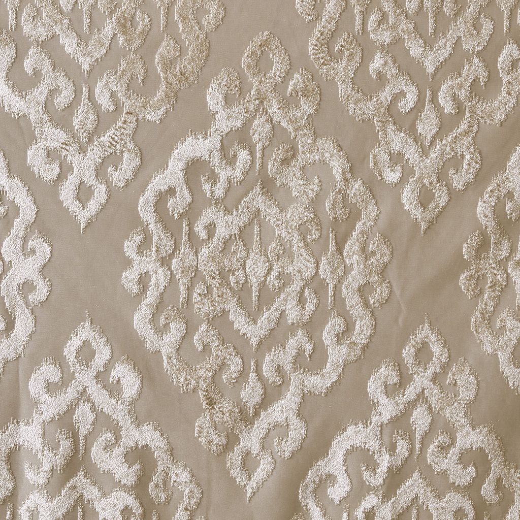 Mirage Knitted Jacquard Damask Total Blackout Grommet Top Curtain Panels - Set of 2