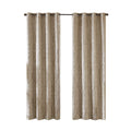 Mirage Knitted Jacquard Damask Total Blackout Grommet Top Curtain Panels - Set of 2