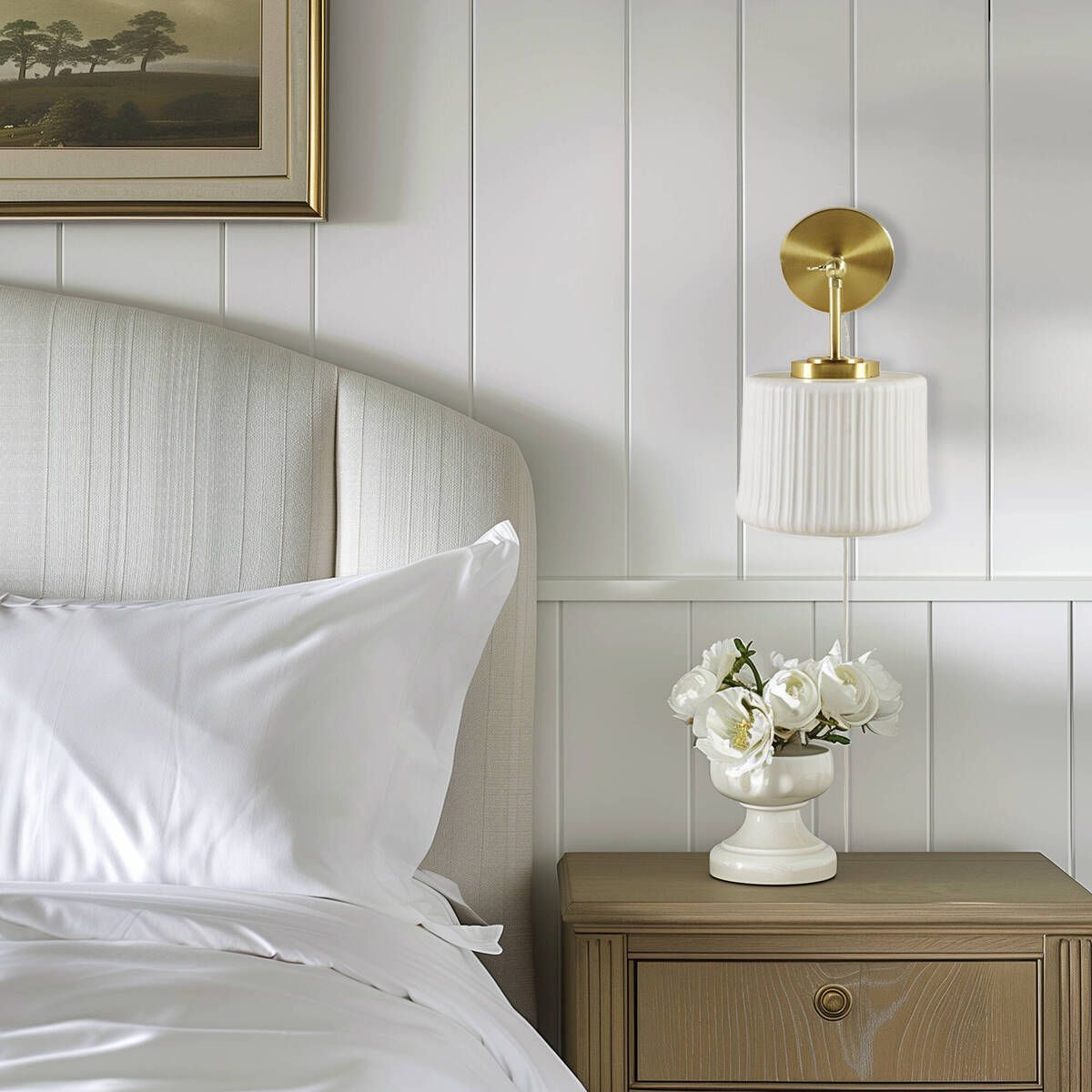 Luminex White Ceramic Wall Sconce with Adjustable Swing Arm