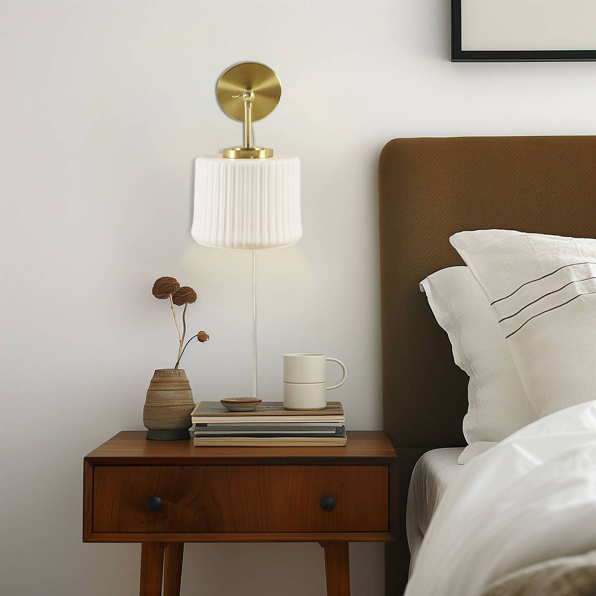 Luminex White Ceramic Wall Sconce with Adjustable Swing Arm