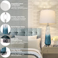 3-Way Dimmable Modern Glass Table Lamps with 2 USB Ports