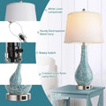 Blue Table Lamps with USB A+C Ports, 26" Set of 2