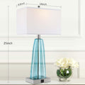 Contemporary Blue Green Glass Bedside Lamp with 2 USB Ports and Touch Control