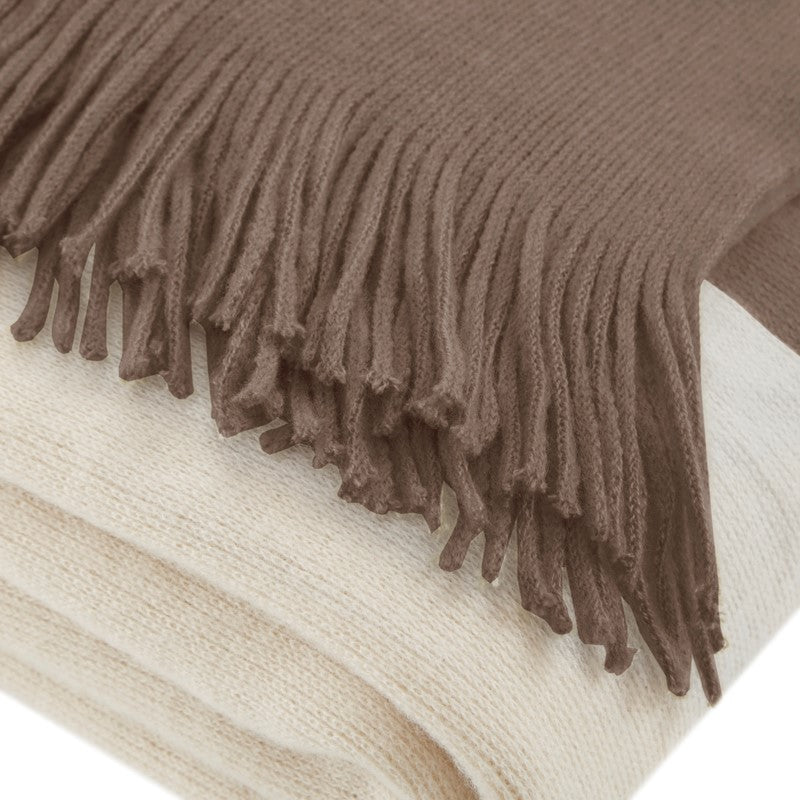 Stockholm Color Block Faux Cashmere Throw Taupe