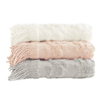 Chloe 100% Cotton Tufted Chenille Lightweight Throw with Fringe Tassel
