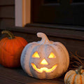 White Small Terracotta Jack-O-Lantern Pumpkin