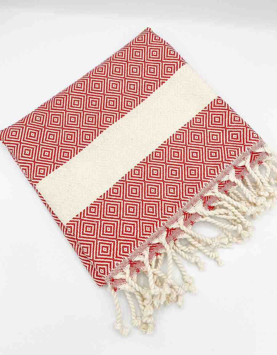 Diamond Hand Towel Red