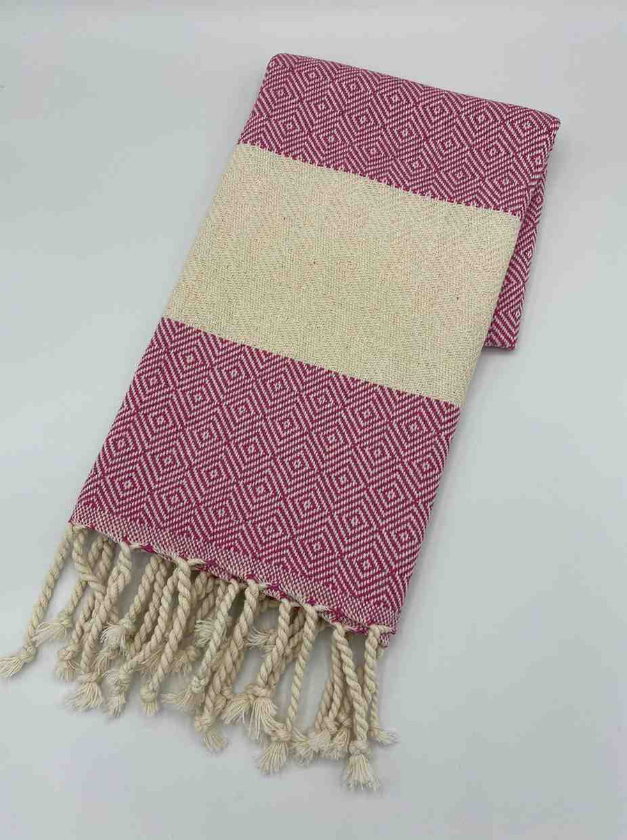 Diamond Hand Towel Hot Pink