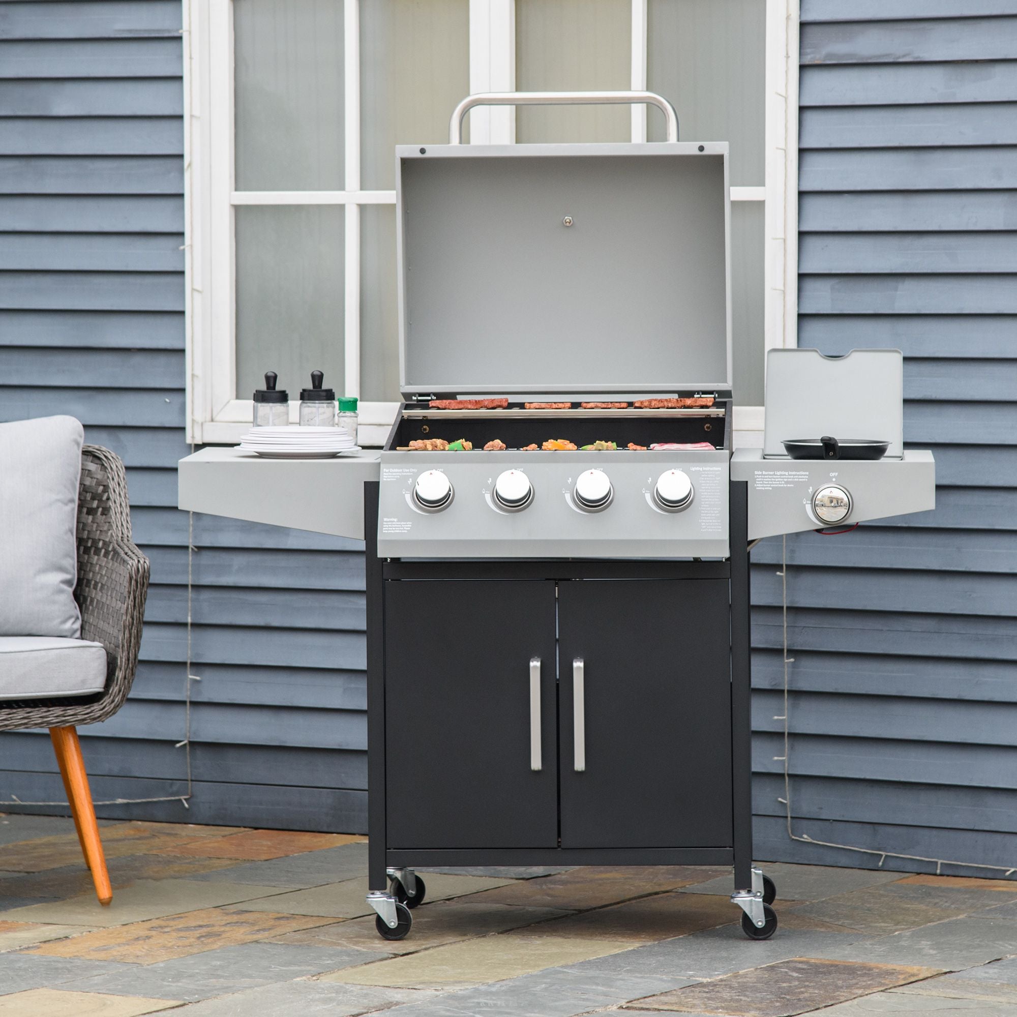 52" Barbecue Grill with Wheels, 4+1 Burner Liquid Propane Gas Grill in Silver Secondary image
