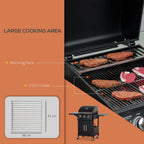 3 Burner Gas Grill Portable BBQ with Wheels in Black