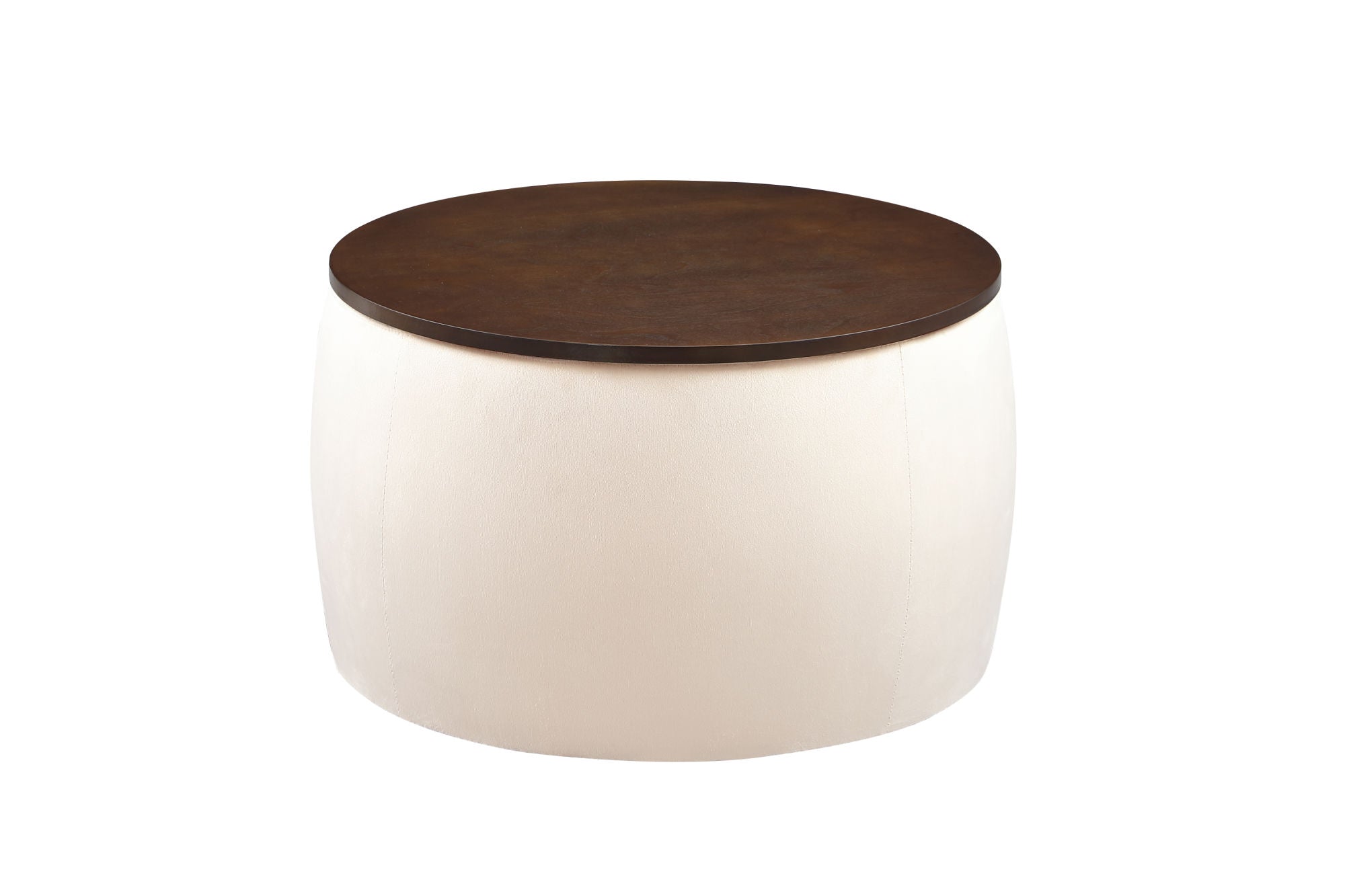 Matching Home Storage Set of Round Ottoman Coffee Table with Square Footstool