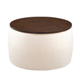 Matching Home Storage Set of Round Ottoman Coffee Table with Square Footstool