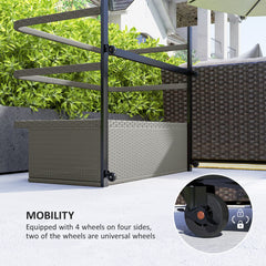 PE Rattan Pool Float Storage Organizer with Wheels, Mixed Gray