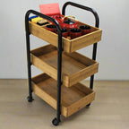 Portable Storage Cart with 3 Removable Bamboo Trays