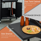 3 Burner Gas Grill Portable BBQ with Wheels in Black