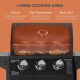 3 Burner Gas Grill Portable BBQ with Wheels in Black