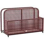 Rattan Pool Float Storage Organizer with Wheels, Mixed Brown