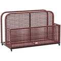 Rattan Pool Float Storage Organizer with Wheels, Mixed Brown