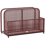 Rattan Pool Float Storage Organizer with Wheels, Mixed Brown