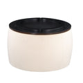 Matching Home Storage Set of Round Ottoman Coffee Table with Square Footstool